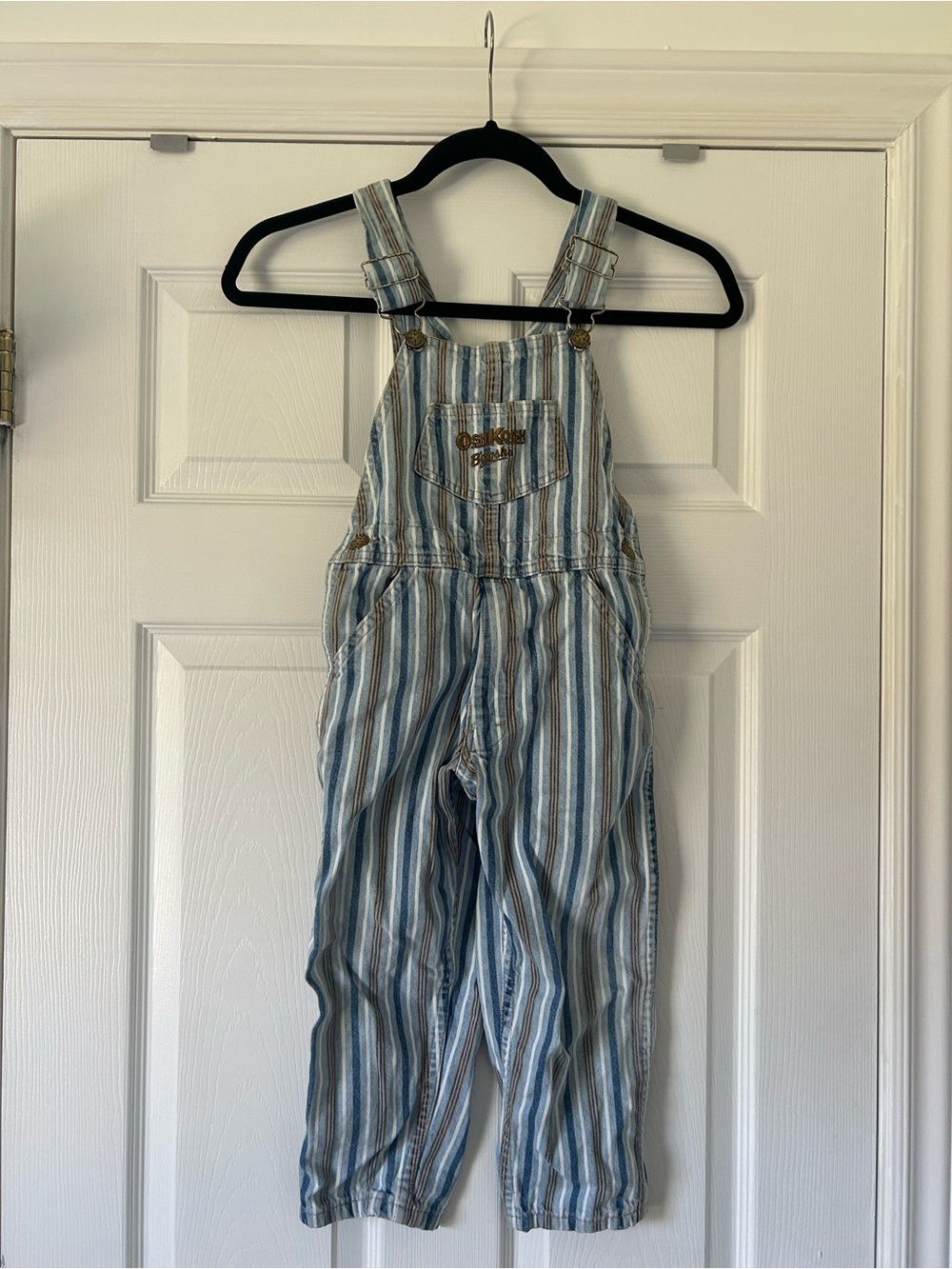Vintage OshKosh B'gosh Blue and White Striped Kids Overalls